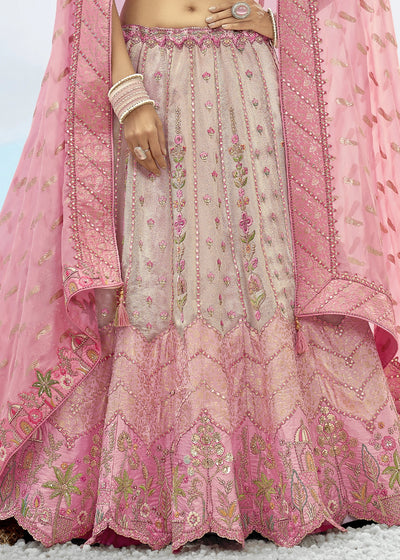 Patch & Cut Work Silk Embroidered Semi Stitched Lehenga Choli & Dupatta