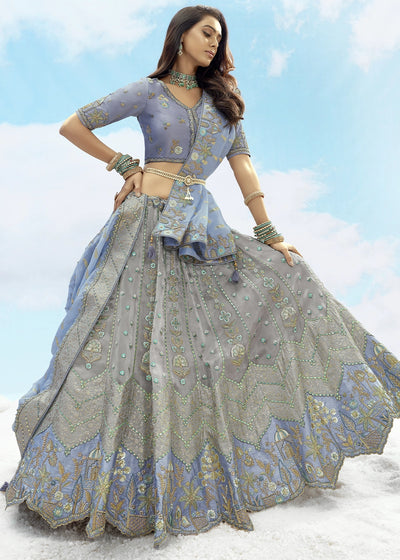 Patch & Cut Work Silk Embroidered Semi Stitched Lehenga Choli & Dupatta
