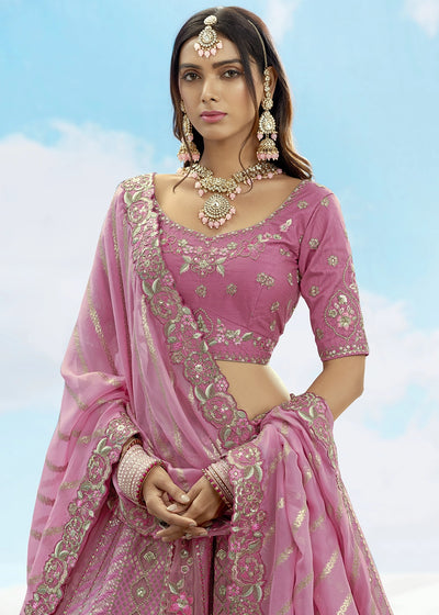 Patch & Cut Work Silk Embroidered Semi Stitched Lehenga Choli & Dupatta