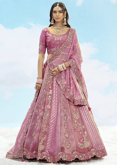 Patch & Cut Work Silk Embroidered Semi Stitched Lehenga Choli & Dupatta