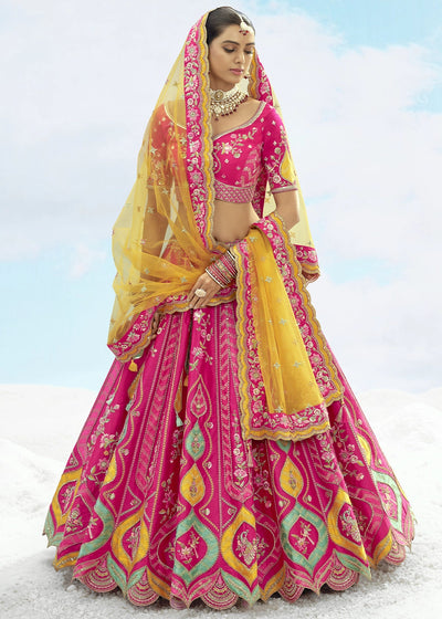 Patch & Cut Work Silk Embroidered Semi Stitched Lehenga Choli & Dupatta