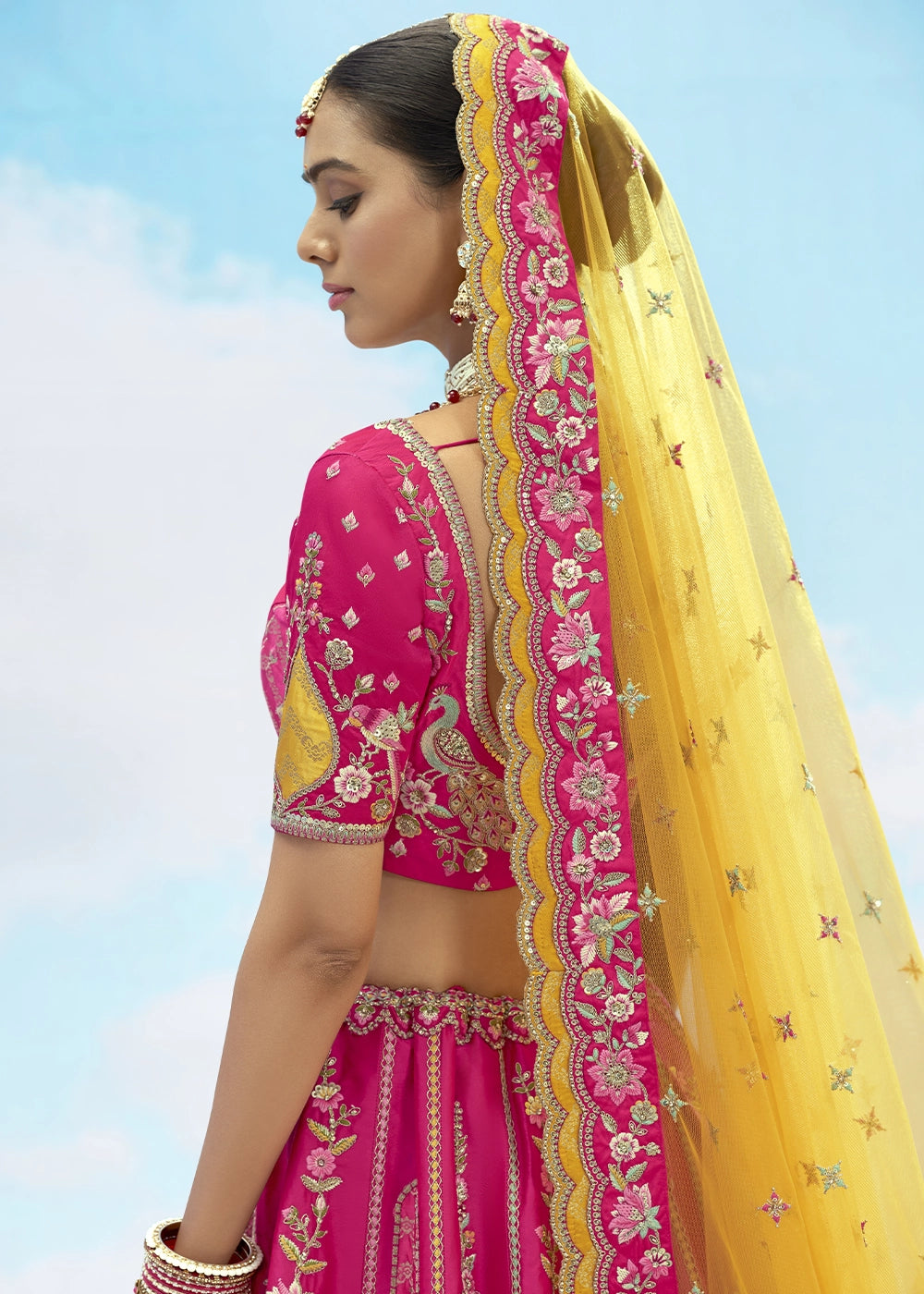 Patch & Cut Work Silk Embroidered Semi Stitched Lehenga Choli & Dupatta