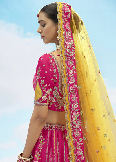 Patch & Cut Work Silk Embroidered Semi Stitched Lehenga Choli & Dupatta