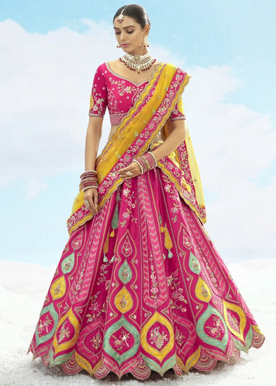 Patch & Cut Work Silk Embroidered Semi Stitched Lehenga Choli & Dupatta