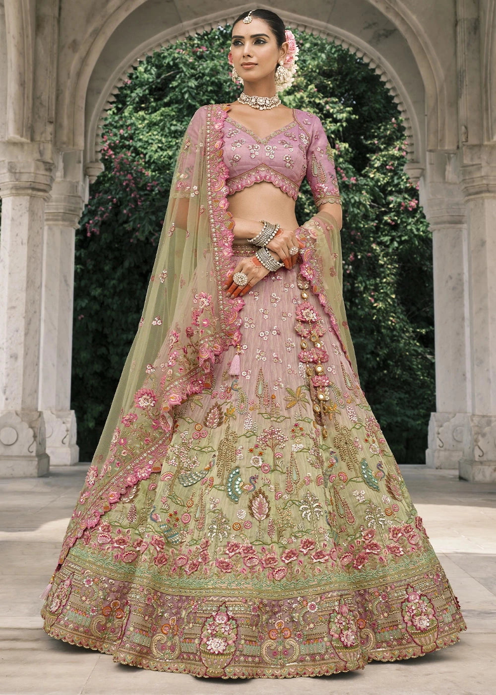 Mustard & Orange Heavy Embroidered Mirror, Sequins & Stone Work Semi Stitched Lehenga Choli (Copy) House of Panchhi