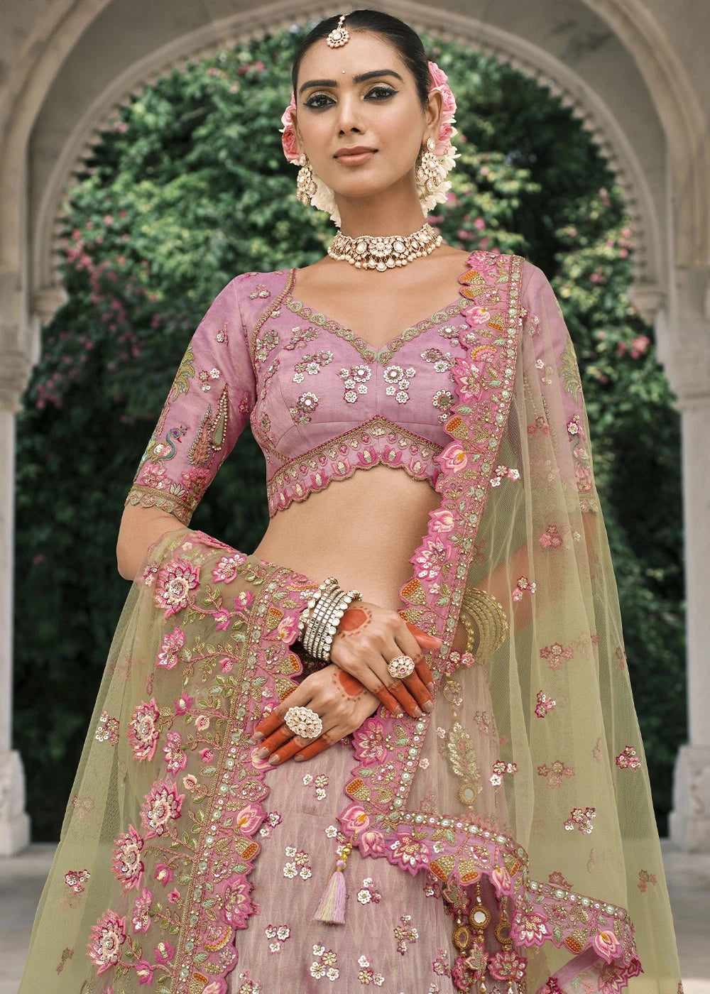 Mustard & Orange Heavy Embroidered Mirror, Sequins & Stone Work Semi Stitched Lehenga Choli (Copy) House of Panchhi