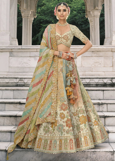 Multi Color Heavy Embroidered Mirror, Sequins & Stone Work Semi Stitched Lehenga Choli House of Panchhi