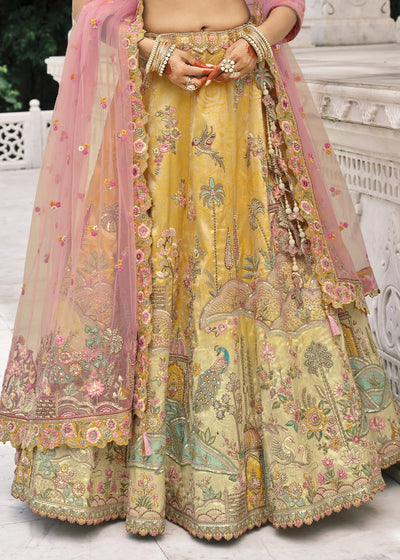 Cream & Yellow Heavy Embroidered Mirror, Sequins & Stone Work Semi Stitched Lehenga Choli (Copy) House of Panchhi