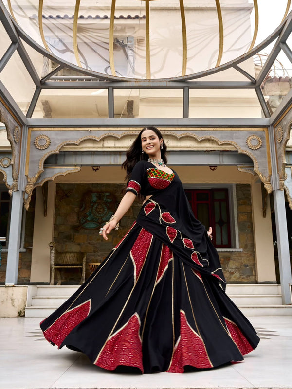 Black color Navratri Designer Ready To Wear Lehenga Set houseofpanchhi