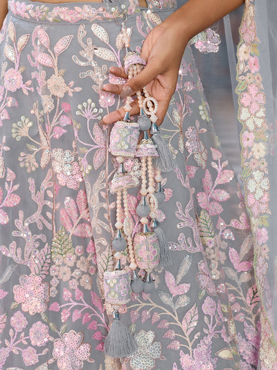 Net Fabric Sequins embroidery Semi-Stitched Lehenga & Unstitched Blouse With Dupatta House of Panchhi