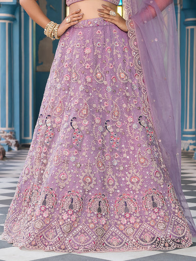 Net Fabric Sequins embroidery Semi-Stitched Lehenga & Unstitched Blouse With Dupatta House of Panchhi