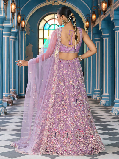 Net Fabric Sequins embroidery Semi-Stitched Lehenga & Unstitched Blouse With Dupatta House of Panchhi