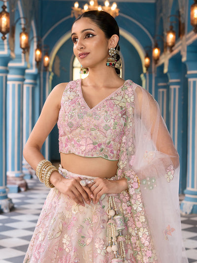 Net Fabric Sequins embroidery Semi-Stitched Lehenga & Unstitched Blouse With Dupatta House of Panchhi