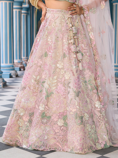 Net Fabric Sequins embroidery Semi-Stitched Lehenga & Unstitched Blouse With Dupatta House of Panchhi