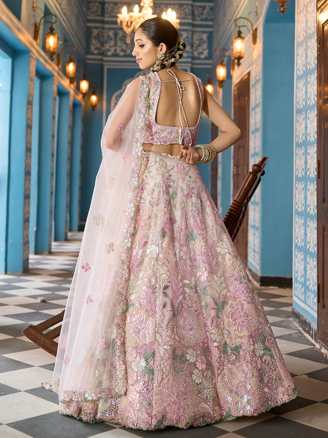 Net Fabric Sequins embroidery Semi-Stitched Lehenga & Unstitched Blouse With Dupatta House of Panchhi