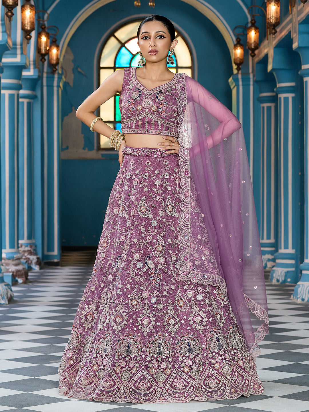 Net Fabric Sequins embroidery Semi-Stitched Lehenga & Unstitched Blouse With Dupatta House of Panchhi