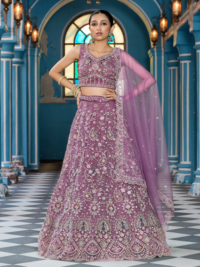 Net Fabric Sequins embroidery Semi-Stitched Lehenga & Unstitched Blouse With Dupatta House of Panchhi