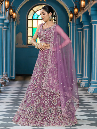 Net Fabric Sequins embroidery Semi-Stitched Lehenga & Unstitched Blouse With Dupatta House of Panchhi