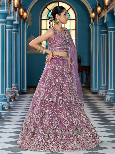 Net Fabric Sequins embroidery Semi-Stitched Lehenga & Unstitched Blouse With Dupatta House of Panchhi