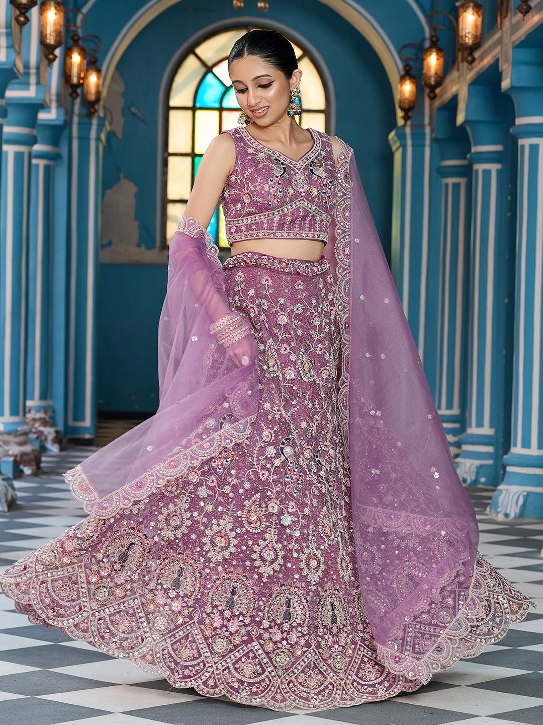 Net Fabric Sequins embroidery Semi-Stitched Lehenga & Unstitched Blouse With Dupatta House of Panchhi