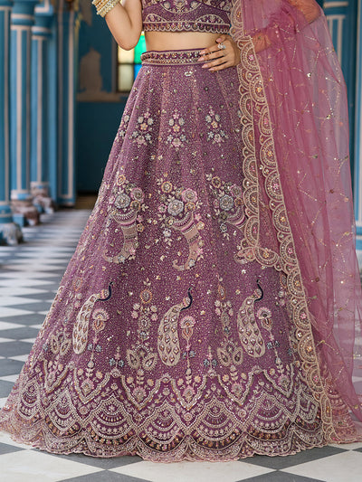 Net Fabric Sequins embroidery Semi-Stitched Lehenga & Unstitched Blouse With Dupatta House of Panchhi