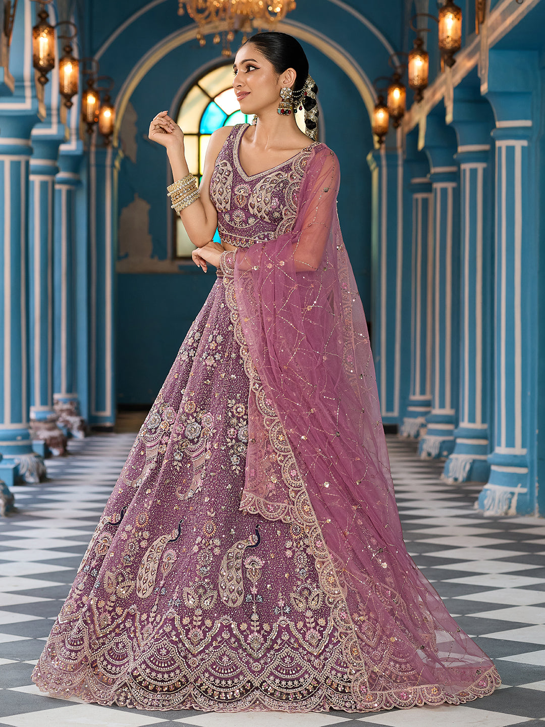 Net Fabric Sequins embroidery Semi-Stitched Lehenga & Unstitched Blouse With Dupatta House of Panchhi