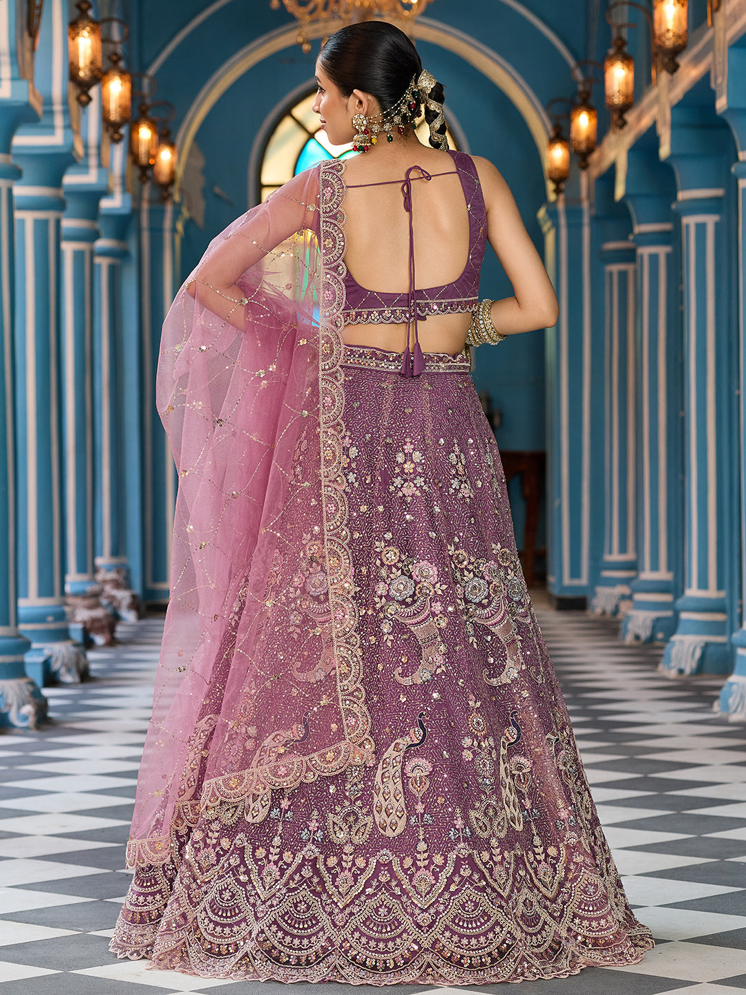 Net Fabric Sequins embroidery Semi-Stitched Lehenga & Unstitched Blouse With Dupatta House of Panchhi