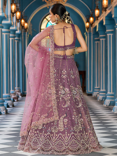 Net Fabric Sequins embroidery Semi-Stitched Lehenga & Unstitched Blouse With Dupatta House of Panchhi