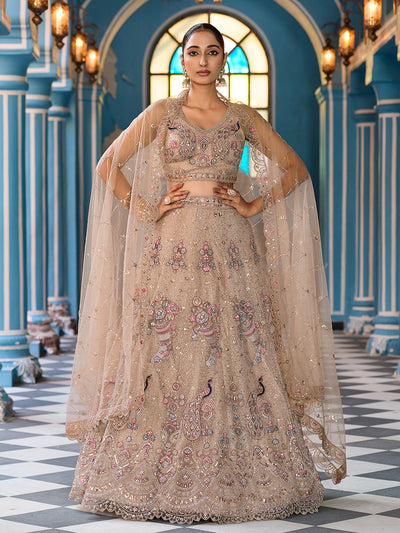Net Fabric Sequins embroidery Semi-Stitched Lehenga & Unstitched Blouse With Dupatta House of Panchhi