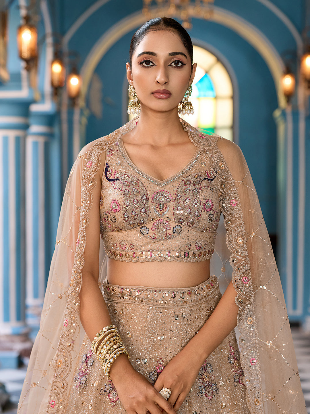 Net Fabric Sequins embroidery Semi-Stitched Lehenga & Unstitched Blouse With Dupatta House of Panchhi