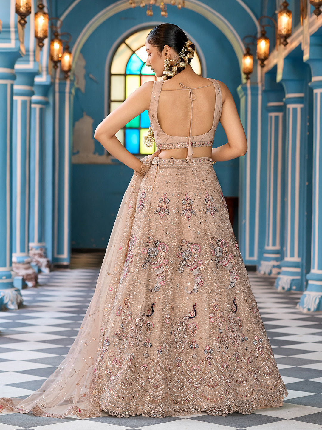 Net Fabric Sequins embroidery Semi-Stitched Lehenga & Unstitched Blouse With Dupatta House of Panchhi