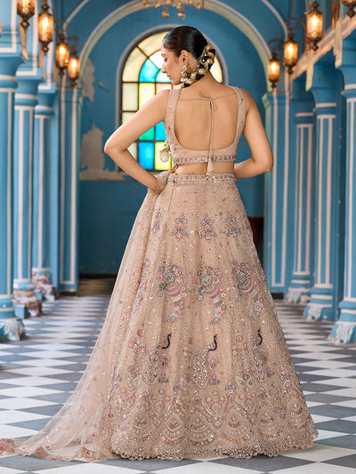 Net Fabric Sequins embroidery Semi-Stitched Lehenga & Unstitched Blouse With Dupatta House of Panchhi