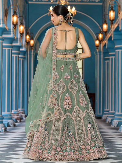 Net Fabric Sequins embroidery Semi-Stitched Lehenga & Unstitched Blouse With Dupatta House of Panchhi