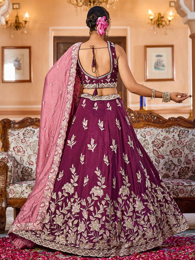Silk Fabric Sequins embroidery Semi-Stitched Lehenga & Unstitched Blouse With Dupatta House of Panchhi