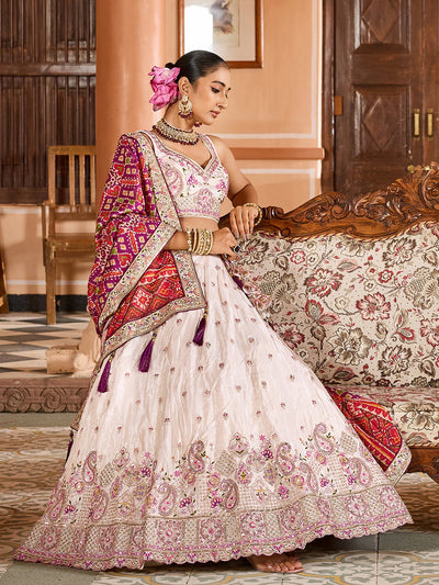 Tissue Silk Fabric Sequins embroidery Semi-Stitched Lehenga & Unstitched Blouse With Dupatta (Copy) House of Panchhi