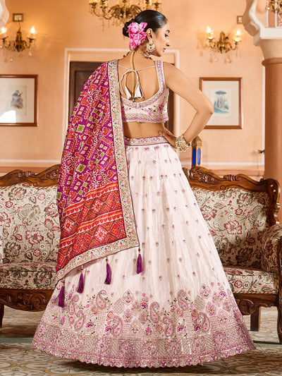 Tissue Silk Fabric Sequins embroidery Semi-Stitched Lehenga & Unstitched Blouse With Dupatta (Copy) House of Panchhi