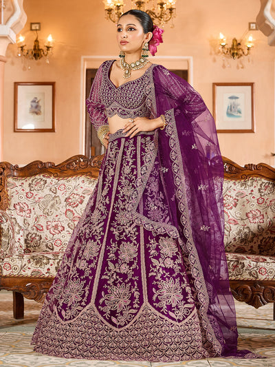 Net Fabric Sequins embroidery Semi-Stitched Lehenga & Unstitched Blouse With Dupatta House of Panchhi