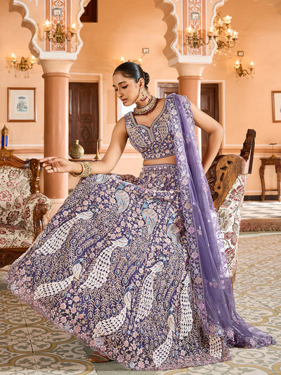 Net Fabric Sequins embroidery Semi-Stitched Lehenga & Unstitched Blouse With Dupatta House of Panchhi