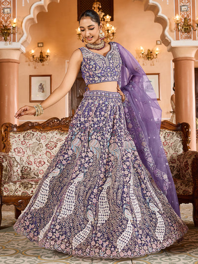 Net Fabric Sequins embroidery Semi-Stitched Lehenga & Unstitched Blouse With Dupatta House of Panchhi
