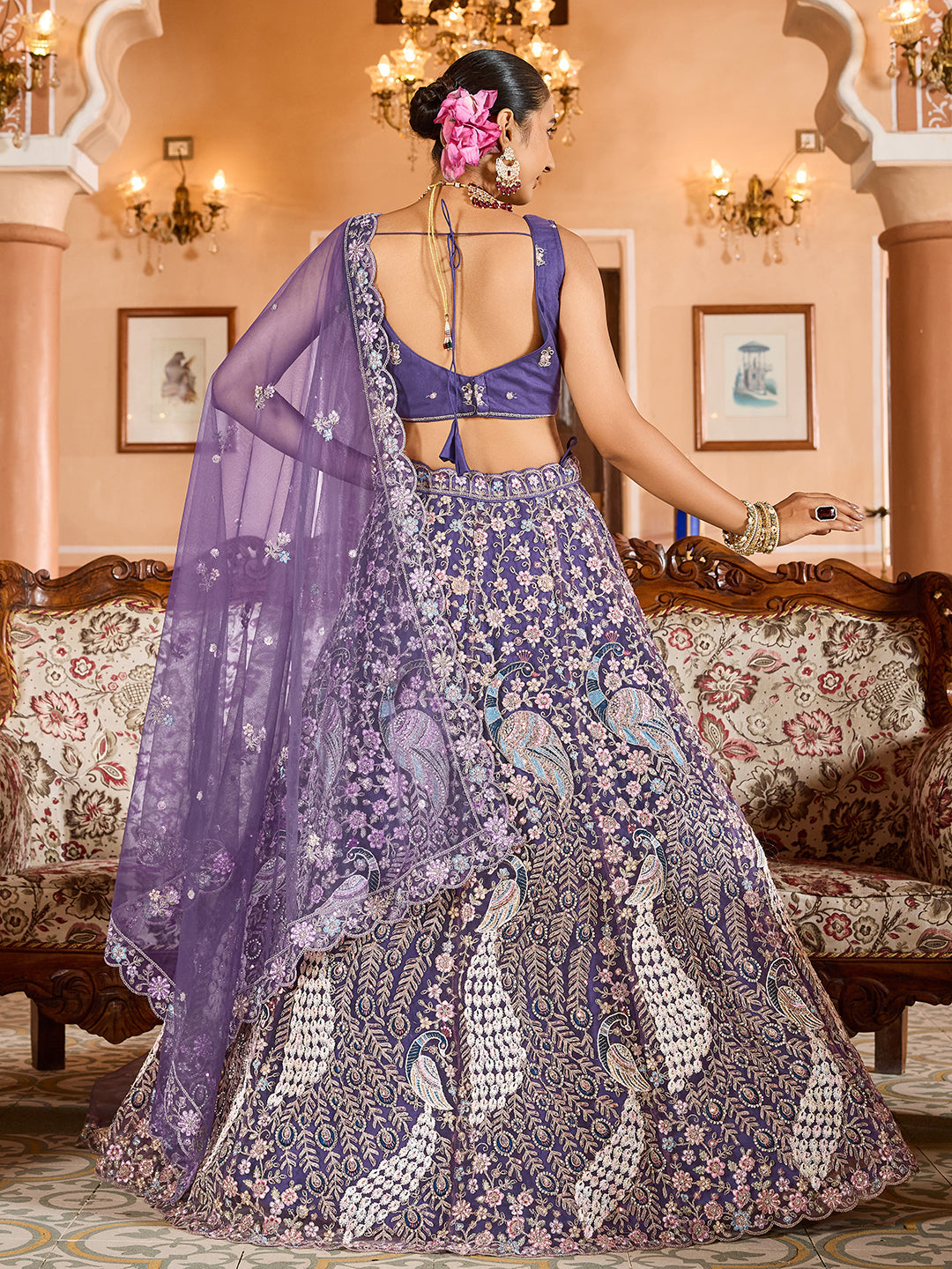 Net Fabric Sequins embroidery Semi-Stitched Lehenga & Unstitched Blouse With Dupatta House of Panchhi