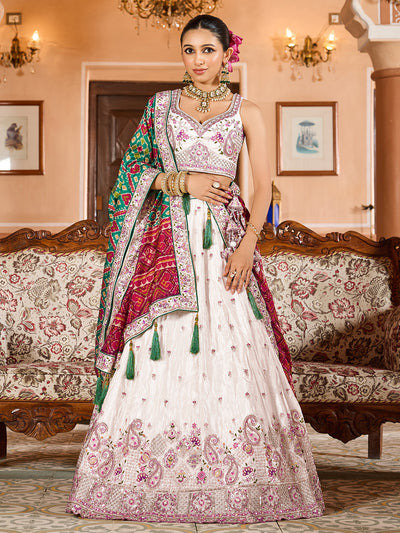Tissue Fabric Sequins embroidery Semi-Stitched Lehenga & Unstitched Blouse With Burgundy Color Dupatta House of Panchhi