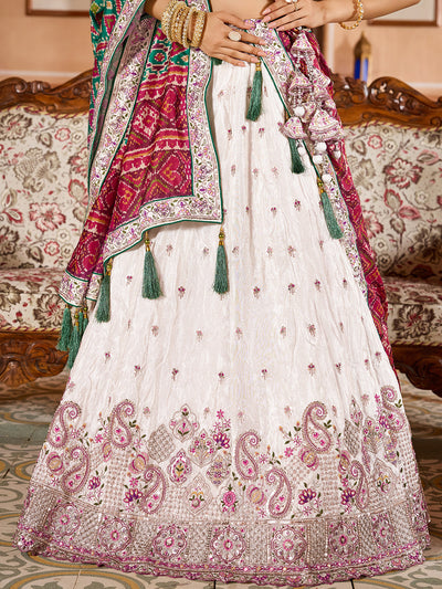 Tissue Fabric Sequins embroidery Semi-Stitched Lehenga & Unstitched Blouse With Burgundy Color Dupatta House of Panchhi