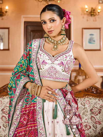 Tissue Fabric Sequins embroidery Semi-Stitched Lehenga & Unstitched Blouse With Burgundy Color Dupatta House of Panchhi