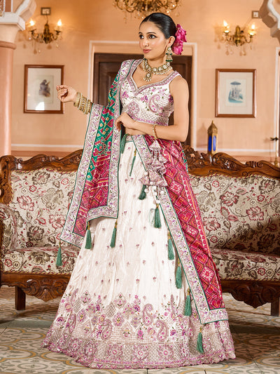 Tissue Fabric Sequins embroidery Semi-Stitched Lehenga & Unstitched Blouse With Burgundy Color Dupatta House of Panchhi
