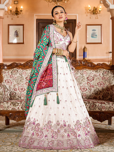 Tissue Fabric Sequins embroidery Semi-Stitched Lehenga & Unstitched Blouse With Burgundy Color Dupatta House of Panchhi