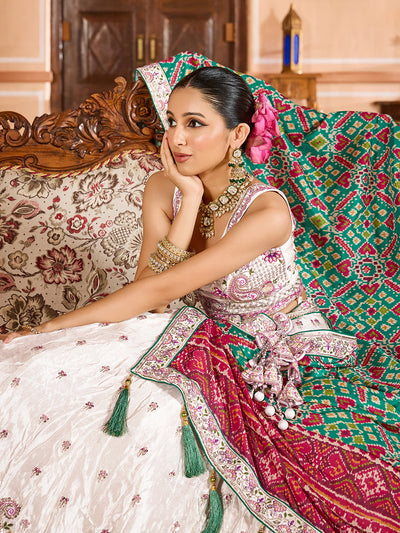 Tissue Fabric Sequins embroidery Semi-Stitched Lehenga & Unstitched Blouse With Burgundy Color Dupatta House of Panchhi