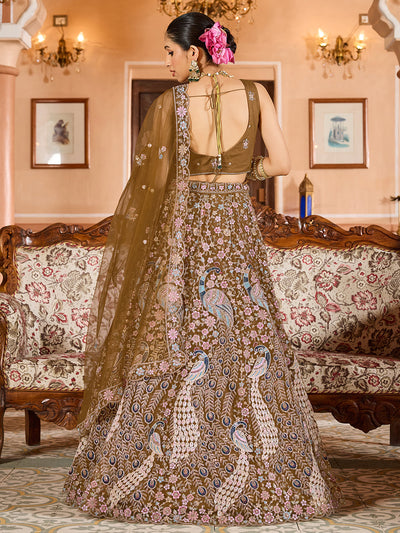 Net Fabric Sequins embroidery Semi-Stitched Lehenga & Unstitched Blouse With Dupatta House of Panchhi