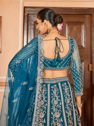 Net Fabric Sequins embroidery Semi-Stitched Lehenga & Unstitched Blouse With Dupatta House of Panchhi