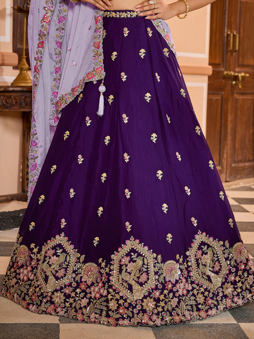 Georgette Fabric Sequins embroidery Semi-Stitched Lehenga & Unstitched Blouse With Dupatta House of Panchhi