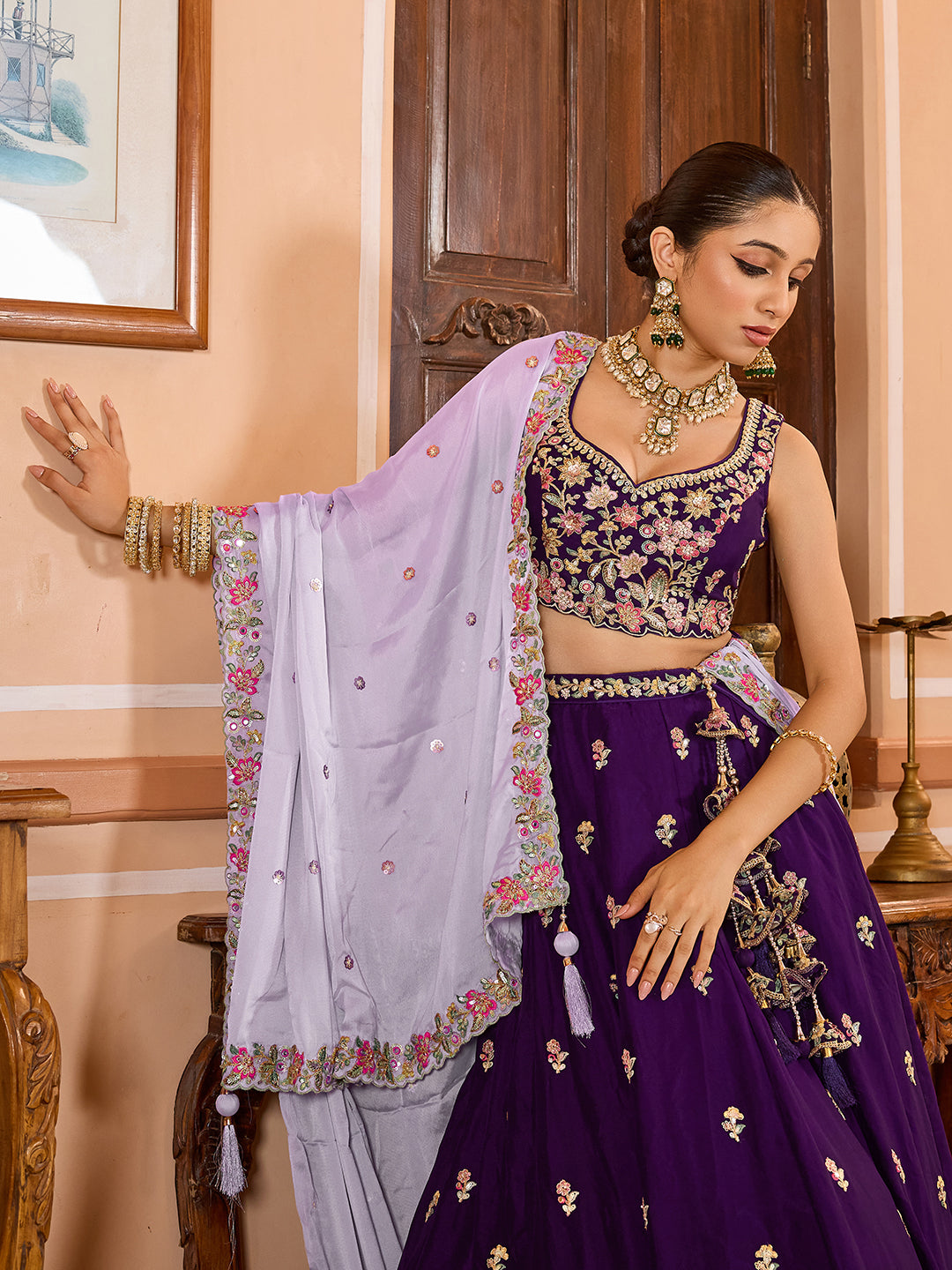 Georgette Fabric Sequins embroidery Semi-Stitched Lehenga & Unstitched Blouse With Dupatta House of Panchhi